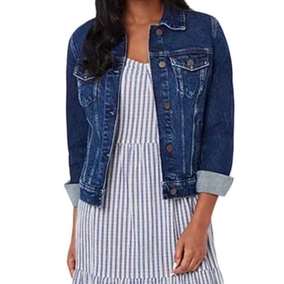 a.n.a Midweight Stretch Denim Button Blue Jean Jacket Dark Rinse Plus Size XXL - Picture 3 of 13